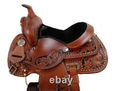 Western Barrel Saddle Youth Kids Pleasure Tooled Leather Horse Tack Set 12 13