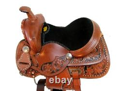 Western Barrel Saddle Youth Kids Pleasure Tooled Leather Horse Tack Set 12 13