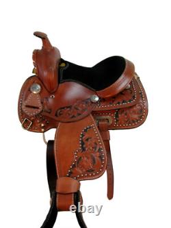 Western Barrel Saddle Youth Kids Pleasure Tooled Leather Horse Tack Set 12 13
