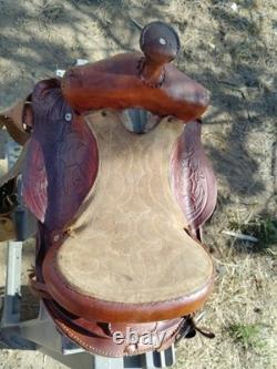Western Brown Leather Pony Saddle Miniature Horse 12 Seat, Wood Stirrups