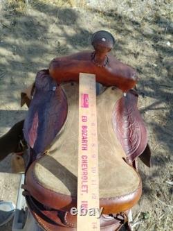 Western Brown Leather Pony Saddle Miniature Horse 12 Seat, Wood Stirrups