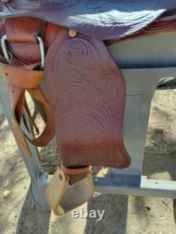 Western Brown Leather Pony Saddle Miniature Horse 12 Seat, Wood Stirrups
