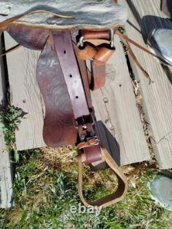 Western Brown Leather Pony Saddle Miniature Horse 12 Seat, Wood Stirrups