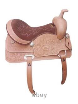 Western Brown leather saddle Hand Tooled size 18 inch/ size all