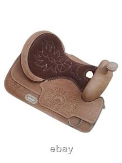 Western Brown leather saddle Hand Tooled size 18 inch/ size all