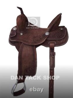 Western Deep Seat Barrel Leather Racing Pleasure Horse Saddle Tack Set Free Ship