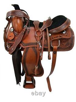 Western Horse Rodeo Saddle Pleasure Trail Tooled Leather Used Tack 15 16 17 18