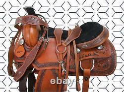 Western Horse Rodeo Saddle Pleasure Trail Tooled Leather Used Tack 15 16 17 18