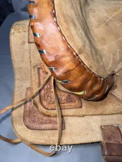 Western Horse Rough Out Saddle Adult Brown Leather Traditional Roping Trail
