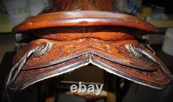 Western Horse Saddle 15 Heavily Tooled with Tack 6 Gullet