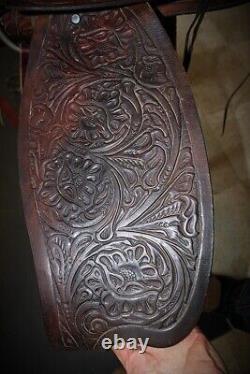 Western Horse Saddle 15 Heavily Tooled with Tack 6 Gullet