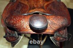Western Horse Saddle 15 Heavily Tooled with Tack 6 Gullet