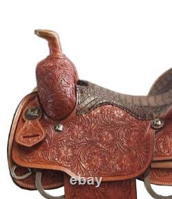 Western Horse Saddle Brown Colour With Hand Tooled Size 12-`18