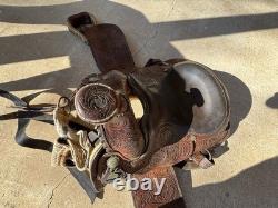 Western Horse Saddle Brown Traditional Tooled Leather Classic Riding Tack