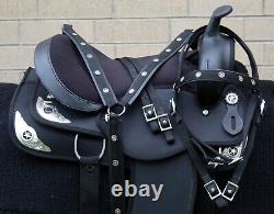 Western Horse Saddle Cowgirl Black Brown Trail Barrel Used Tack Set 14 15 16 17