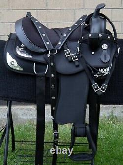 Western Horse Saddle Cowgirl Black Brown Trail Barrel Used Tack Set 14 15 16 17