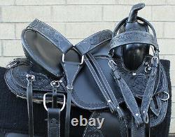 Western Horse Saddle Leather Pleasure Trail Barrel Black Tack Used 16