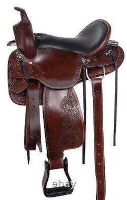 Western Horse Saddle Leather Used Pleasure Trail Barrel Brown Tack 15 16 17 18