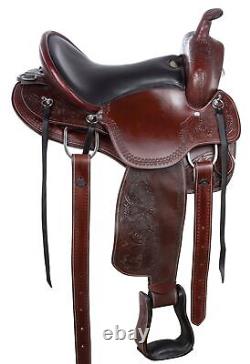 Western Horse Saddle Leather Used Pleasure Trail Barrel Brown Tack 15 16 17 18