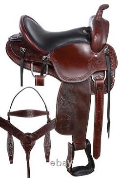 Western Horse Saddle Leather Used Pleasure Trail Barrel Brown Tack 15 16 17 18