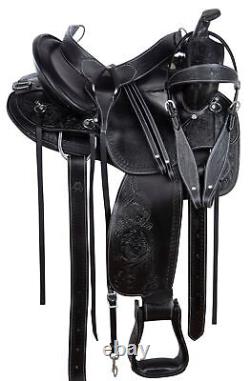 Western Horse Saddle Leather Used Trail Barrel Racing Black Tack Set 15 16 17 18