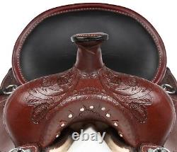 Western Horse Saddle Leather Used Trail Barrel Tooled Brown Tack Set 15 16 17 18