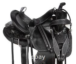 Western Horse Saddle Leather Used Trail Endurance Black Custom Tack 15 16 17 18