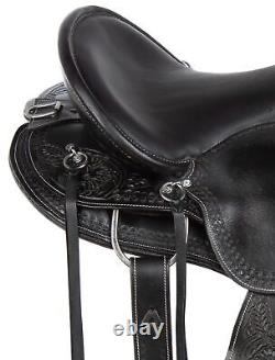 Western Horse Saddle Leather Used Trail Endurance Black Custom Tack 15 16 17 18