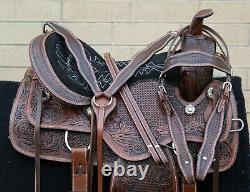 Western Horse Saddle Used Leather Amazingly Comfy Trail Tack 16 17