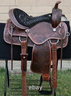 Western Horse Saddle Used Leather Amazingly Comfy Trail Tack 16 17