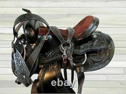 Western Leather Horse Kid Used Ranch Saddle Barrel Youth Roping Tack 12 13 14