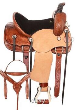 Western Leather Horse Kid Used Ranch Saddle Barrel Youth Roping Tack 12 13 14