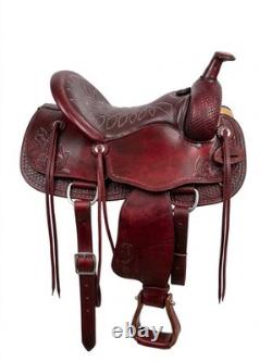 Western Leather Horse Saddle Hand Tooling Carved Pleasure Trail Riding Tack