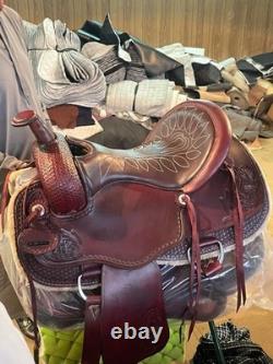 Western Leather Horse Saddle Hand Tooling Carved Pleasure Trail Riding Tack