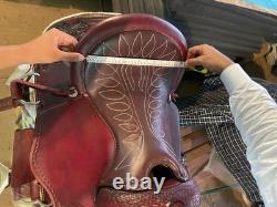Western Leather Horse Saddle Hand Tooling Carved Pleasure Trail Riding Tack