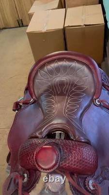 Western Leather Horse Saddle Hand Tooling Carved Pleasure Trail Riding Tack