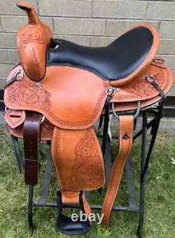 Western Leather Horse Saddle Used Pleasure Trail Barrel Tooled Tack 15 16 17 18