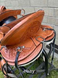 Western Leather Horse Saddle Used Pleasure Trail Barrel Tooled Tack 15 16 17 18