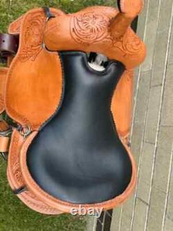 Western Leather Horse Saddle Used Pleasure Trail Barrel Tooled Tack 15 16 17 18