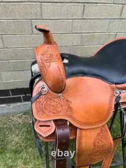 Western Leather Horse Saddle Used Pleasure Trail Barrel Tooled Tack 15 16 17 18