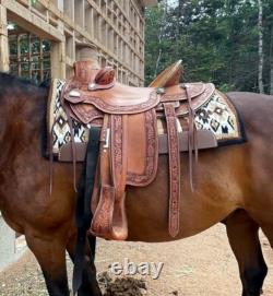 Western Leather Horse Wade Roper Ranch Saddle Tack Set 14 to 18 Free Shipping