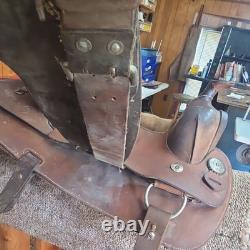 Western Leather Pleasure/Trail Saddle, Brown Traditional 16 in for Horse