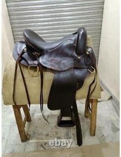 Western Leather Saddle 10'' to 18'' equestrian trail horse