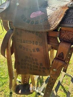 Western Leather Saddle 15 in Brown Champion Heeler Memorial 2015