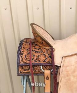 Western Leather Saddle Brown Fork Roping Ranch Horse Saddle size 10-16 free ship