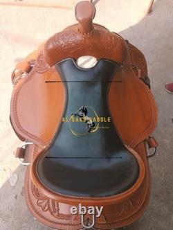 Western Leather Saddle Hand Carved Horse Riding Saddle Brown Premium Quality