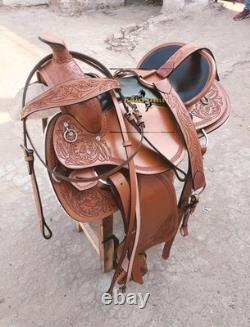 Western Leather Saddle Hand Carved Horse Riding Saddle Brown Premium Quality