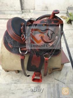 Western Leather Saddle Horse Sun Flower Barrel Racing TACK Set