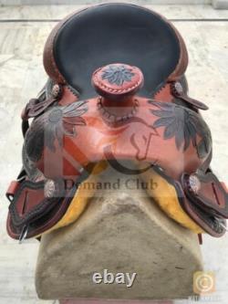 Western Leather Saddle Horse Sun Flower Barrel Racing TACK Set