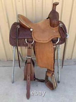 Western Leather Saddle Wade Brown Fork Roping Ranch Horse Saddle size 14- 16